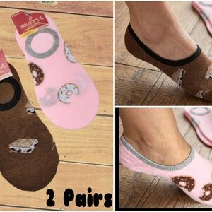Juncture donut & Smore Women's Fashion no slip shoe Liner Socks 2 pack Size 5-9